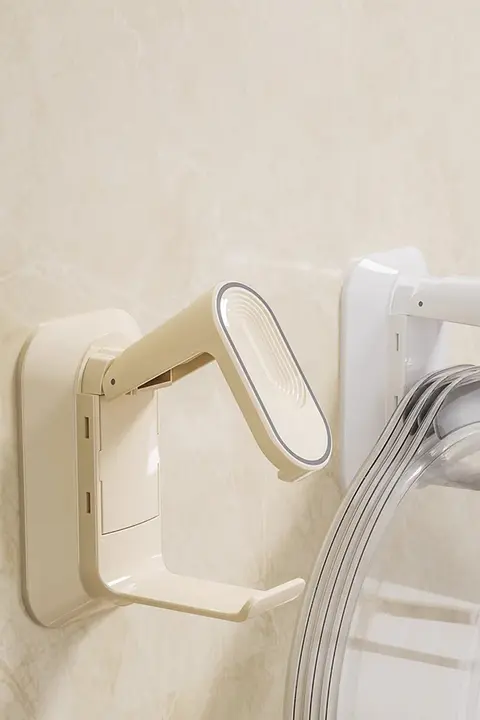 洗面器用穴あけ不要壁掛け収納ラック【折りたたみ式・衛生的】
