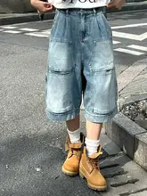 アメリカンスタイルの七分丈パンツ【ゆったりとしたワークパンツ・クラシックデザイン・多ポケット・カジュアル】