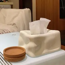 ティッシュボックス リビング 高級感 クレーム 陶器