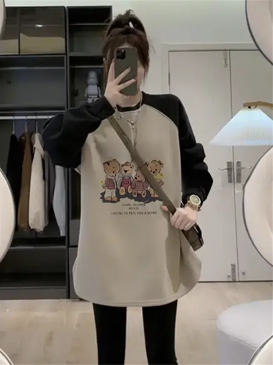 カラー切替デザインの長袖アウター【女性用・春秋冬・ヒップ隠し・シャークパンツとのコーディネートに最適】