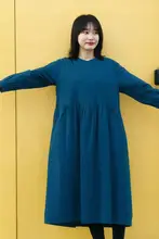 春秋用コットンダブルレイヤーシャツワンピース【フィット・カジュアルデザイン・女性用】