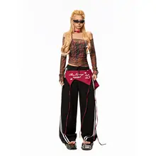 アメリカンレトロ風レイヤードスウェットパンツ【女性用・ヒップホップ・ジャズダンス】