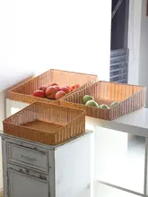 Kens 籐風編み スーパーラック用展示バスケット【家庭用・果物・野菜・お菓子収納・テーブル収納ボックス】