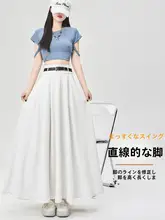 洗練されたデザイン！グレーのスーツ風プリーツハイウエストスカート【夏用・Aライン・長丈】