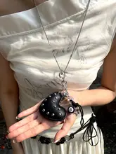 甘くてクールなハート型スタッズフリンジネックレス【色落ちしない・女性用・鎖骨チェーン】