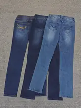高ウエスト猫ひげ柄ストレッチデニムパンツ【秋冬用・レディース・大きいサイズ】