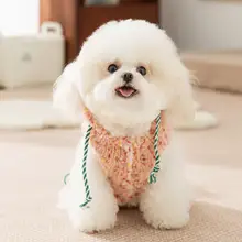 秋冬用ペット用暖かい星柄羊羔绒マッチョデザインの犬用ベスト【小型犬・引き手付き】