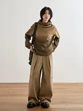 カジュアルなチノパンツ【綿100%・ゆったりフィット・カーキ・ビンテージスタイル・通勤用】