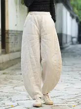 国風デザインのコットンリネン製パンツ【加厚・ルーズフィット・ランタンパンツ・外出用】（セットアップ対応）