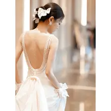 エレガントな魚尾デザインのウェディングドレス【軽量・背中開き・花嫁用】