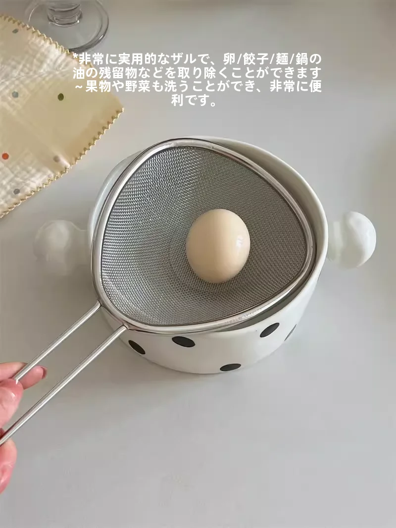 304ステンレス製大型漏れスプーン：フィルター・鍋用・油取りに最適なロングハンドル設計