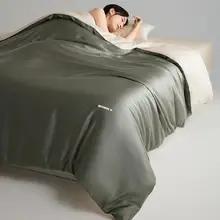 リネン調サテン生地の快適な掛け布団カバー【極上の柔らかさ・夏用・四点布団カバーセット】（セットアップ対応）