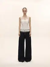 夏用オフショルダー花柄ビスチェトップス【レースデザイン・ウエストシェイプ・無袖】