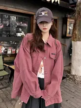 パウダーパープルのデニムジャケット【女性用・工事作業風・ジャストフィット】
