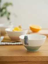 陶器製のご飯茶碗 食器セット 親子用 可愛いデザイン 三人用