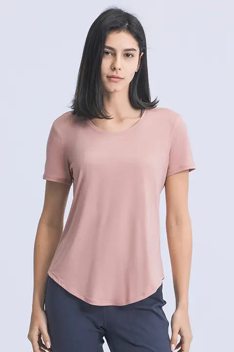 極上の柔らかさ！速乾タイプの女性用ショートスリーブTシャツ【ゆったりシルエット・ヨガ対応】