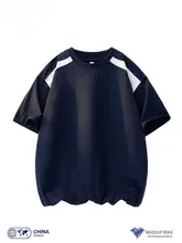 バイカラーラグランスリーブ半袖Tシャツ【夏用・ゆったりデザイン・メンズ】