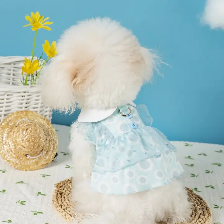 hipidog 小型犬用 夏用レースフリルワンピース【ビションフリーゼ・シュナウザー対応】