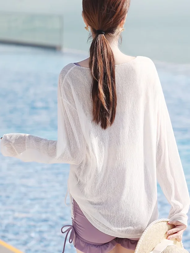 体型カバーもできる！バイカラーの分体スタイル水着【大きいサイズ・保守 的なデザイン・温泉用】（セットアップ対応）