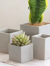 北欧風 シンプル 水泥製ミニ花盆【トレイ付き・個性的なデザイン】