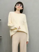 春秋冬用 ニットセーター【クリームカラー・アイビー編み・スタイル】
