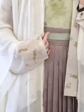 四季の花柄紫色百迭スカート【宋風・日常漢服・春夏用】（セットアップ対応）