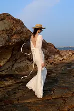 優雅な白色のフランス風軽婚礼ドレス【レースバック・デイリー＆リゾート用】