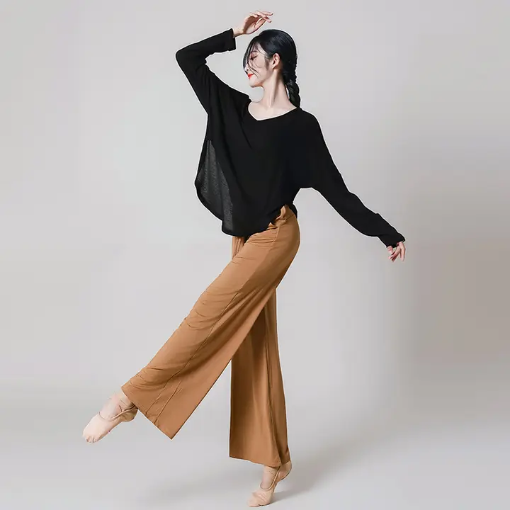 ダンス用ルーズなモダンダンス練習着【日常トレーニング・ブラック・スリム効果】