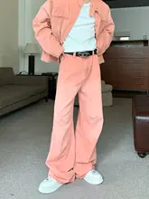 肩パッド付き デニムジャケット【メンズ・ヴィンテージ風・フィット】とストレートパンツ（セットアップ対応）