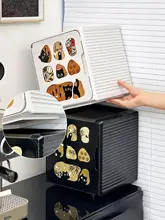中古風コーヒーコーナー用デスクトップカップ収納ボックス【扉付き・水切り機能】