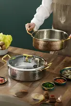 ステンレス鍋 炒め鍋 煮込み鍋 ミルク鍋 インテリアキッチンアクセサリー ハンマートーンローズゴールド