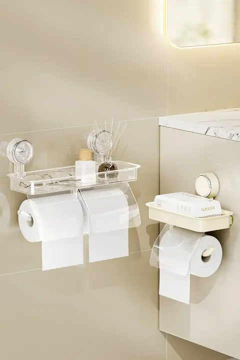 吸盤式トイレットペーパーラック【壁掛け・防水・衛生的】