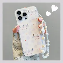 キュートなデザイン！ミルク模様のエレファント スマホケース【iPhone対応・ストラップ付き】
