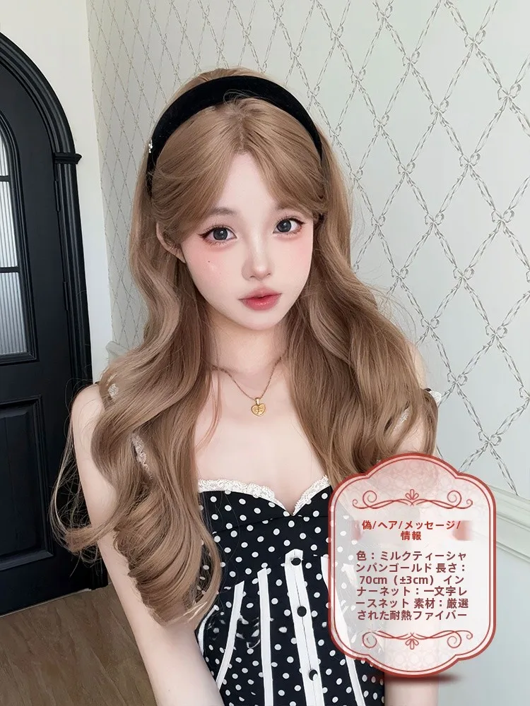 長髪レース前髪付きカールウィッグ：ロングヘアアレンジの簡単で安定したスタイル実現