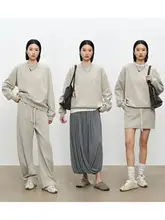 高捻精梳棉使用のフィットトップス【丸首・長袖・ショートスカート】（セットアップ対応）