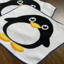 小さなペンギンデザインのコットンフェイスタオル【極上の柔らかさ・ハンドタオル】