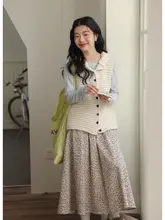 春の新作 麻花模様 フード付きニットベスト【女性用・重ね着に最適】
