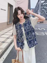ヴィンテージ風 刺繍エプロンベスト【カラーコンビネーション・パフスリーブ・ワイドパンツ・夏用】（セットアップ対応）