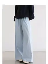 日本の伝統的な近江晒布使用！皺感のあるコットン製ドローストリングワイドパンツ【直筒デザイン】（セットアップ対応）