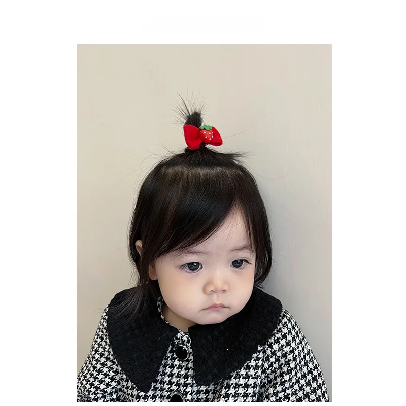 赤いゴム製ベビー髪飾り：高弾力で痛くない女の子用のセットアップ対応アイテム