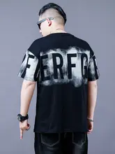 個性的なアルファベットプリントのラウンドネック半袖Tシャツ【ゆったりシルエット・通気性・夏用】（セットアップ対応）