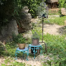 植物用金属花架【モザイク陶器天板・庭やバルコニーに最適】（セットアップ対応）