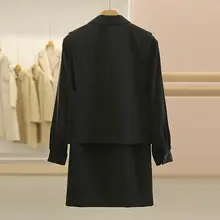 洗練されたデザイン！スーツベストと異素材ドッキングドレス【秋用・女性用】（セットアップ対応）