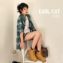 真皮製 登山ブーツ【厚底・大きなイエロー・女性用】