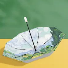 知伞 バンゴッホ 全自動 サンブロック傘【UVカット・折りたたみ・晴雨兼用】