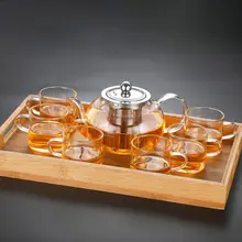 耐熱ガラス製 花茶用ティーポットセット【ステンレスフィルター・透明・厚手】