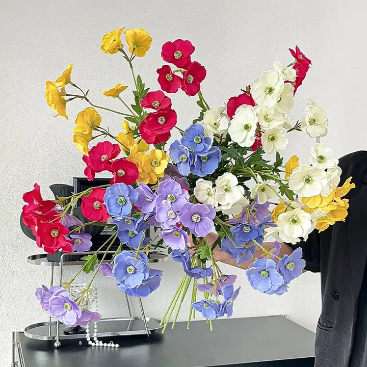 韓国風カラフルな長枝のサクラの造花ブーケ【インテリア装飾・ウェディング用・アートフラワー】