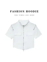 ジッパー付き短袖Tシャツ【夏用・ファッショナブル・スポーティなデザイン】