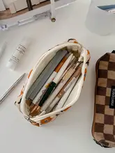 レトロコーデュロイペンケース【インテリ系・フラワープリント・収納袋】
