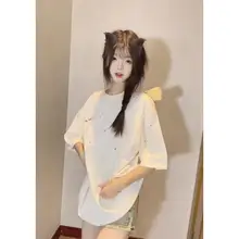 可愛らしさ満点の小熊プリント半袖Tシャツ【Pure Cotton・学院スタイル・夏用】